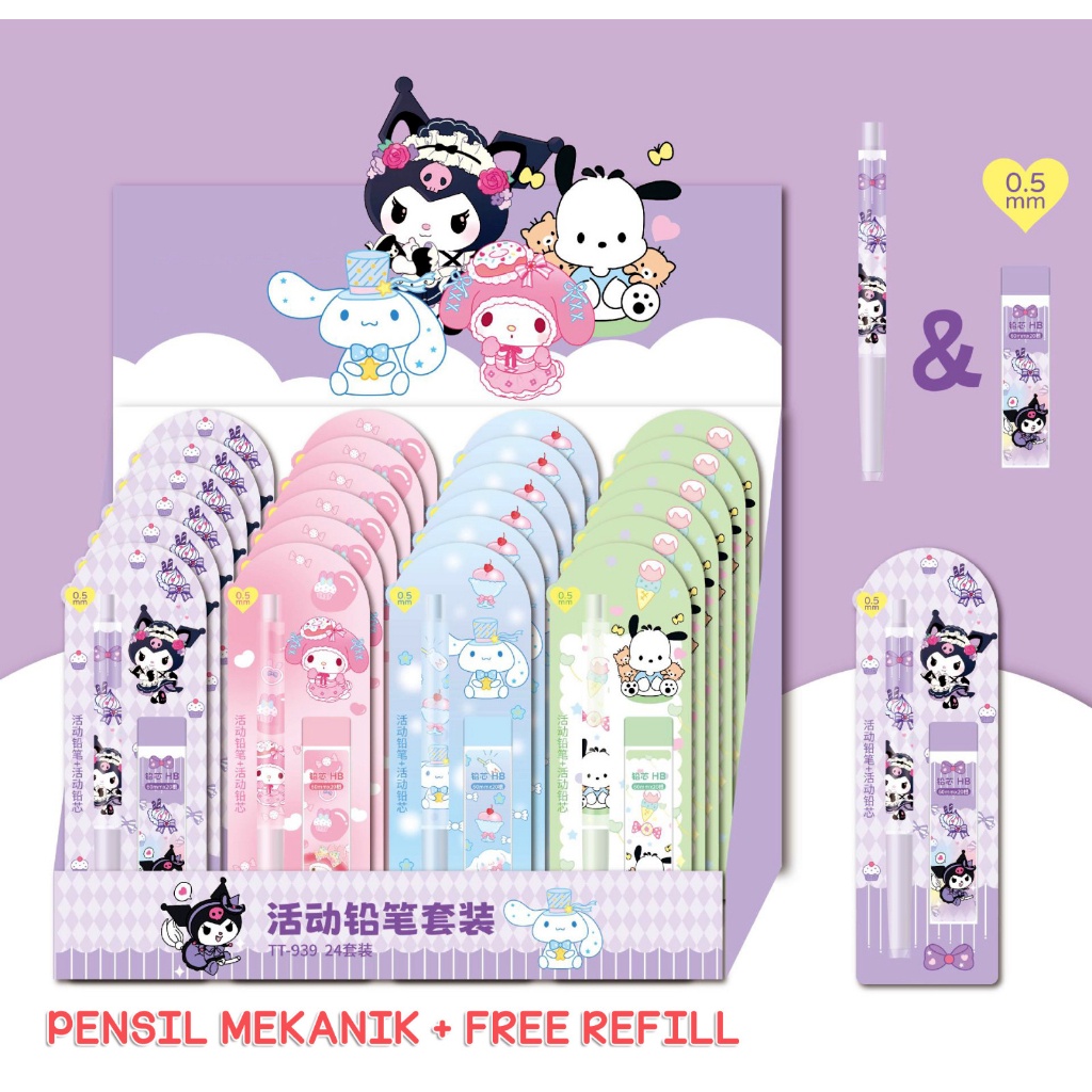 

GULAGULA - FREE ISI PENSIL + PENSIL MEKANIK PENCIL 0.5mm MOTIF KARTUN KARAKTER SANRIO LUCU CINNAMOROLL MELODY KUROMI POMPOMPURIN ALAT TULIS PERLENGKAPAN SEKOLAH ATS ATK KANTOR GROSIR