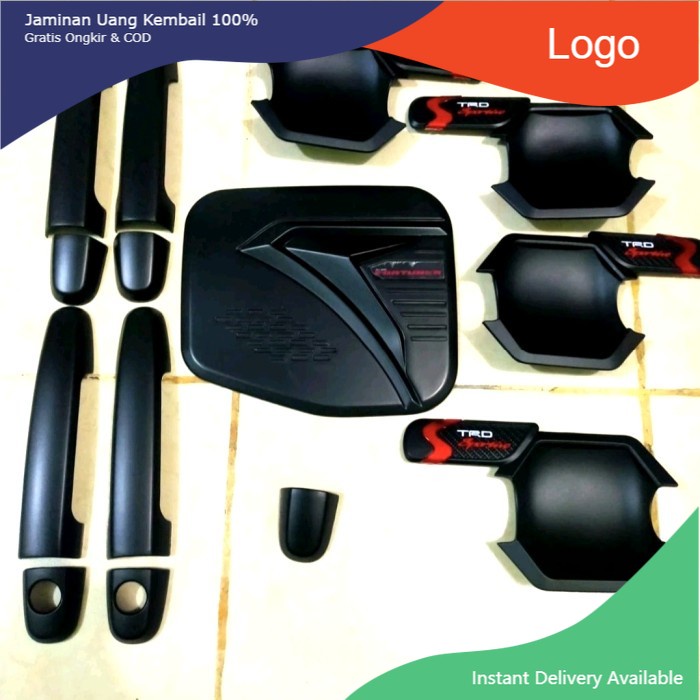 Paket handle+outer TRD+tank cover hitam doff Fortuner lama 2006-2015. Aksesoris mobil