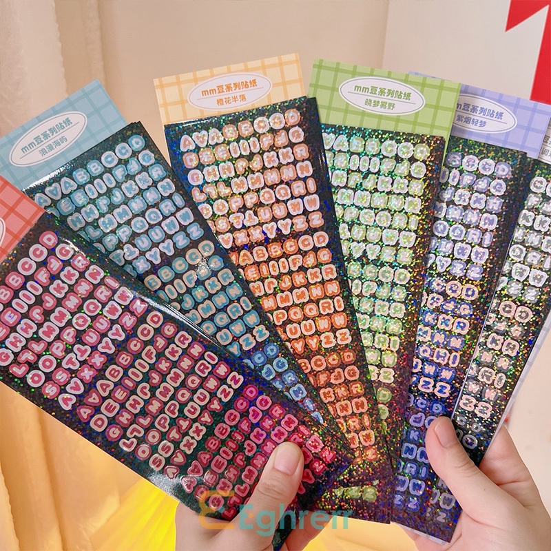 

✨EG Stiker Hurf Bintang Mengkilap Stiker Korea Aesthetic Waterproof Sticker Stiker Glitter-Eghrerr