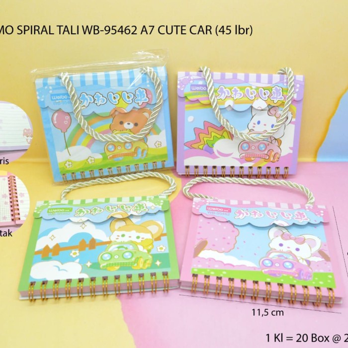 

memo ring spiral tali motif cute car satuan