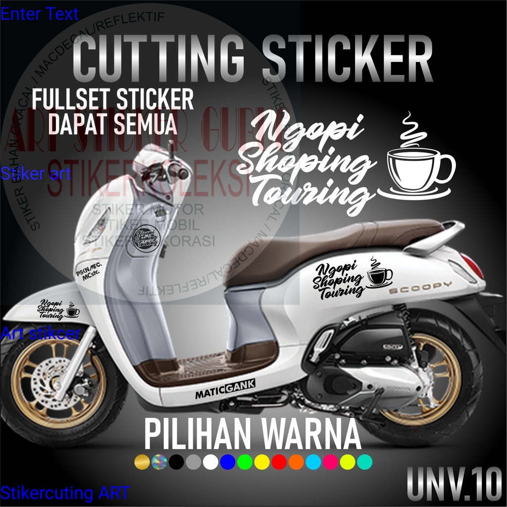 Promo COD Cutting Sticker Nopi Shopping Touring Satu Set - Aksesoris Stiker Striping Motor Honda Sco