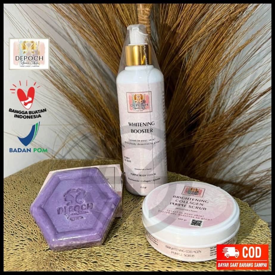 DEPOCH YOUR SKIN, MENCERAHKAN KULIT (Sabun Ungu, Body Lotion/HB Ungu, Lulur Pemutih)