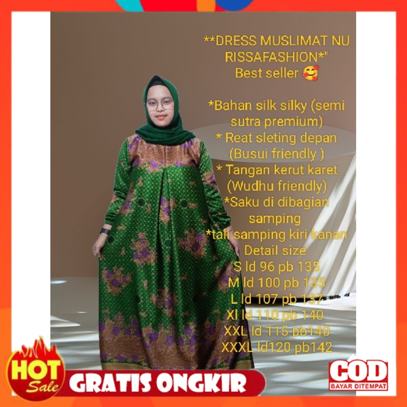 KAIN ADEM HALUS TEBAL / gamis muslimat NU//baju gamis muslimat NU warna terbaru// gamis batik muslim