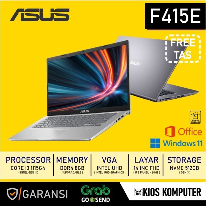 ASUS VIVOBOOK F415EA-AS31 INTEL CORE I3-1115G4 RAM 8GB DDR4 512GB NVME