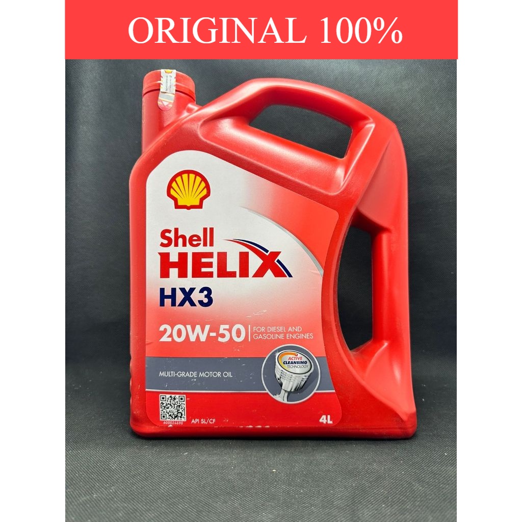 Oli Shell Helix HX3 20W50 4 Liter Oli Mobil Bensin ORIGINAL
