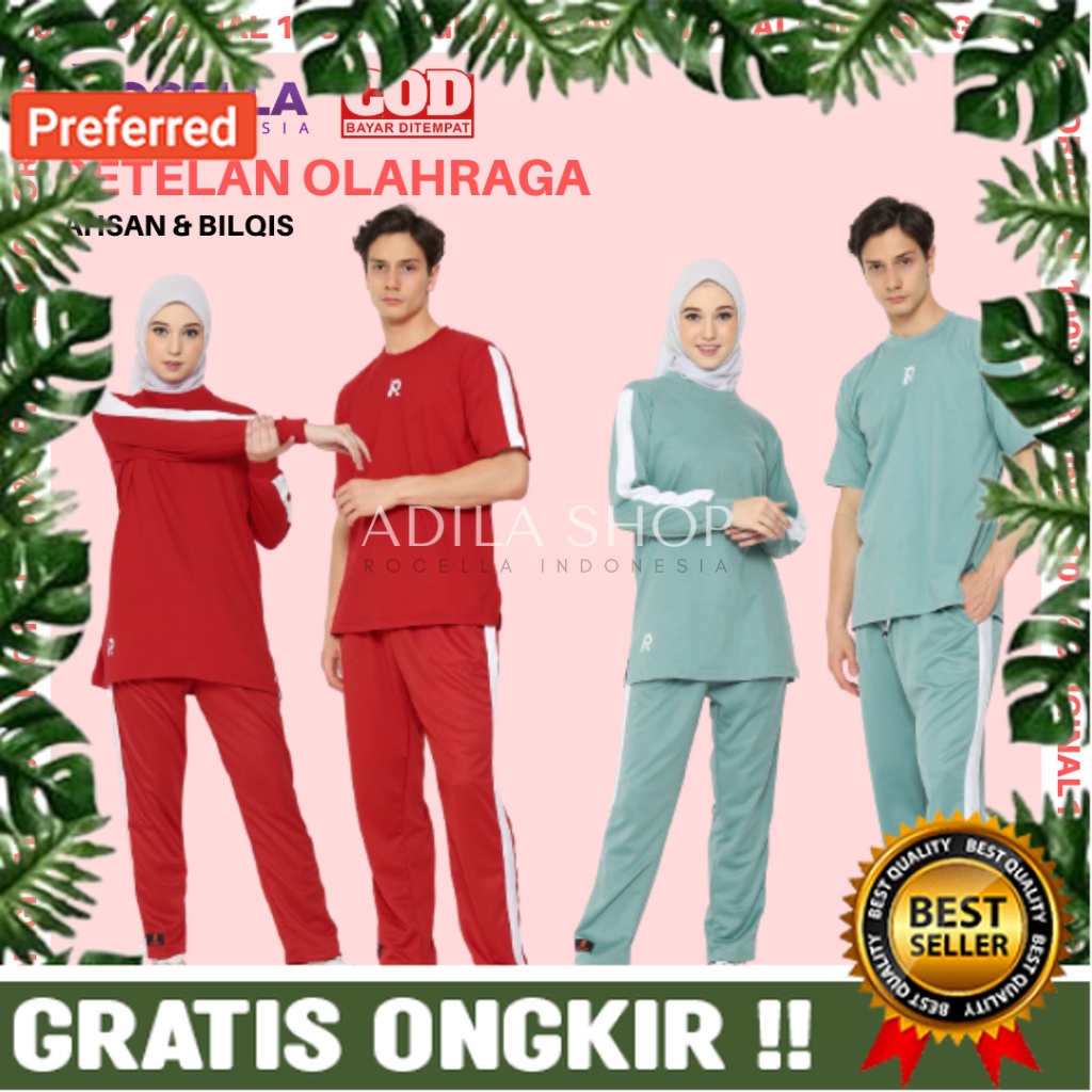 Setelan Olahraga Seragam Olahraga 17 Agustus Rocella Setelan Kaos Couple Pria Wanita Kaos Bilqis Kao