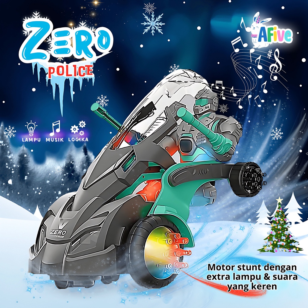 [AFive] Zero Police Bump And Go 360° | Mainan Motor Musik Anak Laki Laki 2 3 4 5 tahun | Hadiah Ulan