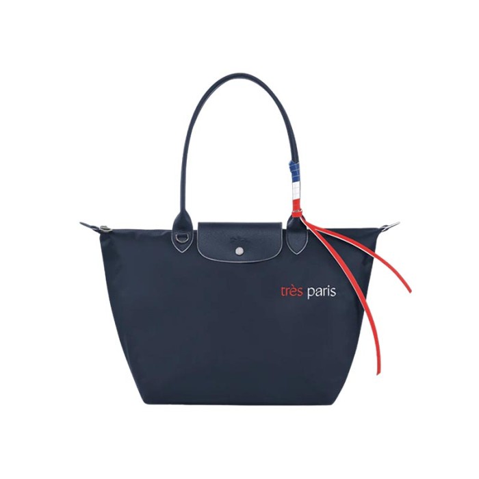 Tas Wanita Cewek Perempuan LC Le Pliage Tres Paris Large Long Handle Bag - Navy 100% ORIGINAL