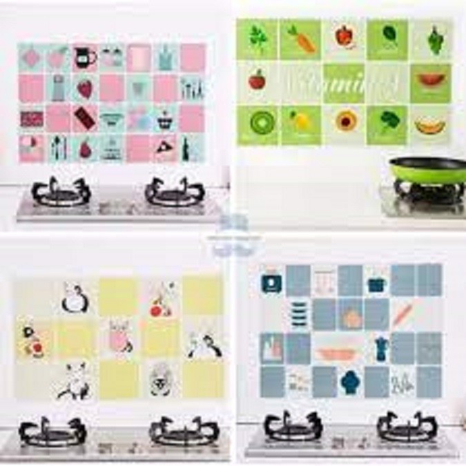 Stiker Dinding Dapur Anti Minyak / Api Wallpaper Sticker Alumunium Foil Dekorasi Dapur
