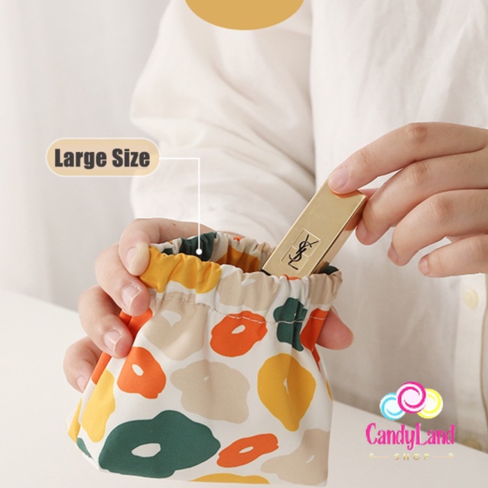 Pouch Make Up Mini Estetik Dompet Kosmetik Travel Tas Penyimpanan Lipstick Bedak Pembalut Earphone