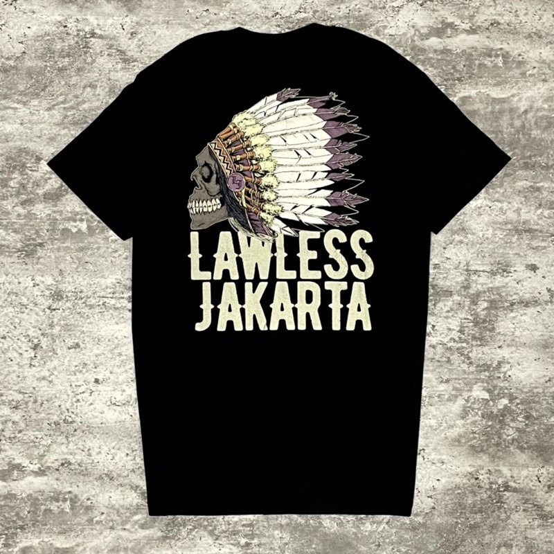 【COD】Lawless - Skull Chief Tshirt - Black Tidur pendek Fashion Hardworking T shirt TOP kaos
