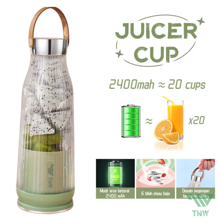 TNW Juice Blender Portable 6 Pisau Mini Juicer Botol Blender Murah - Merah Muda