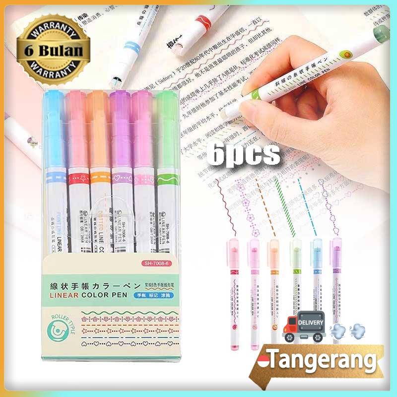 

6pcs/set Curve Highlighter Curve Line Marker Curve Roller Flower-shaped Curve Multiple Shapes