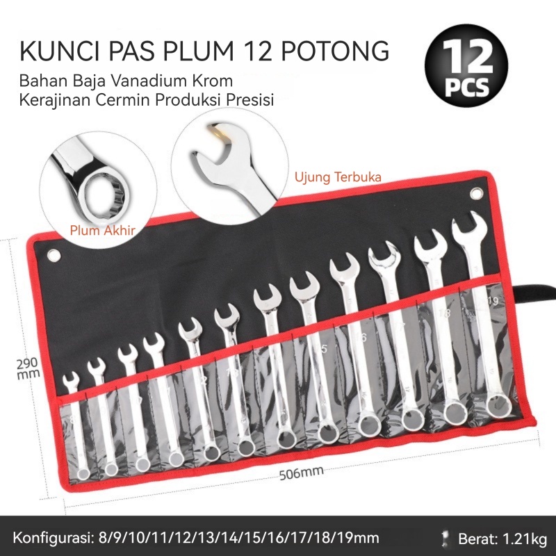 Kunci set pas Superman 8-24mm Harga murah Ring kunci 14 pcs Tool kualitas original