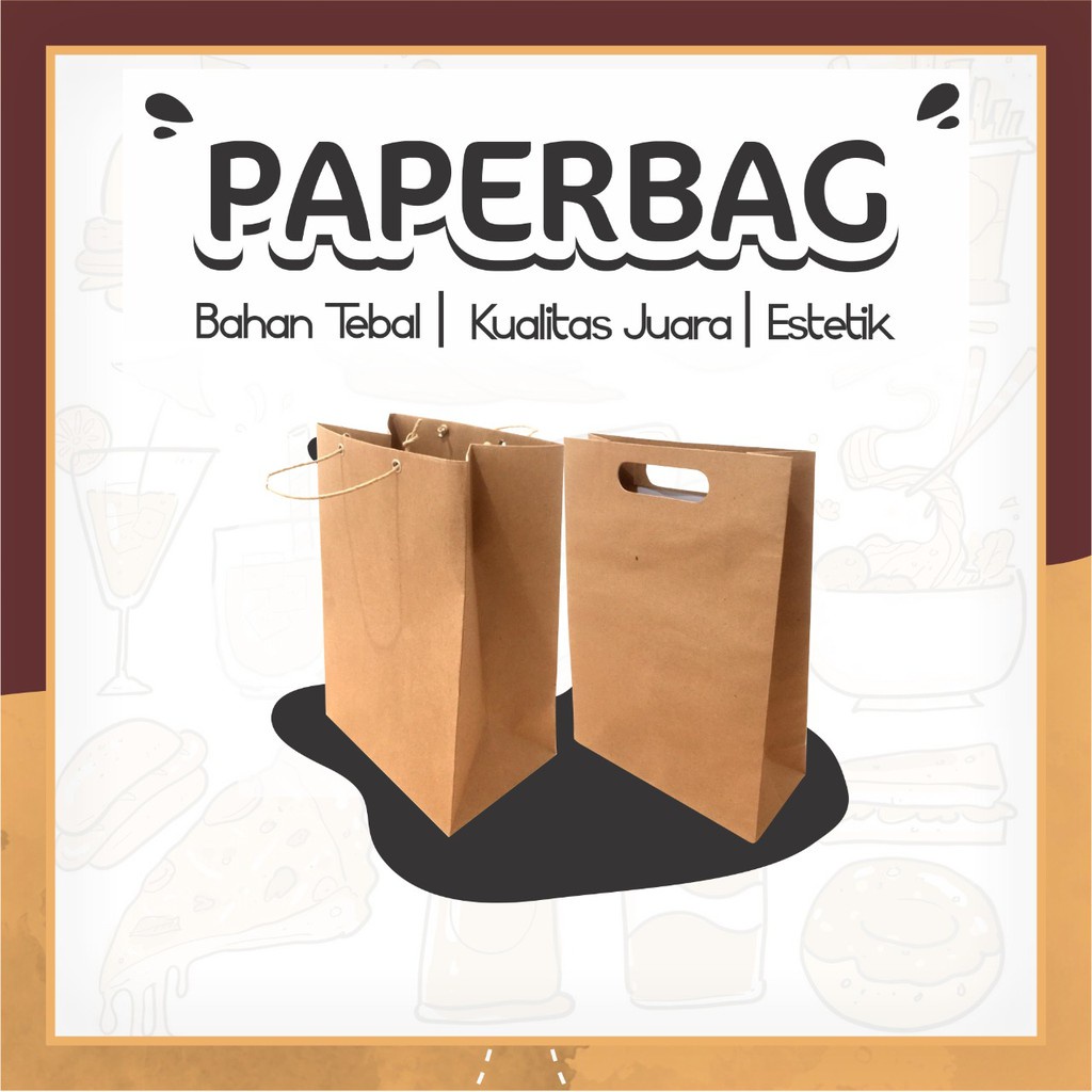 

(PER 1 PCS) Paper Bag Polos Tas Kertas Coklat Craft Souvenir Kado Roti Baju