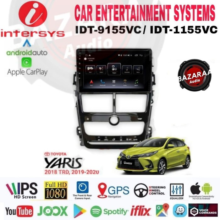 Head Unit Android INTERSYS 9 Inch YARIS 2018 Up + Socket PNP