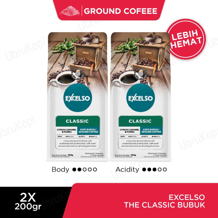 

Excelso Kopi Bubuk Classic 200g Twin Pack