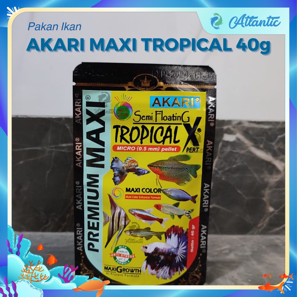 Akari Premium Maxi Chilidc Tropical Pelet Ikan Multi colour Pelet 40g