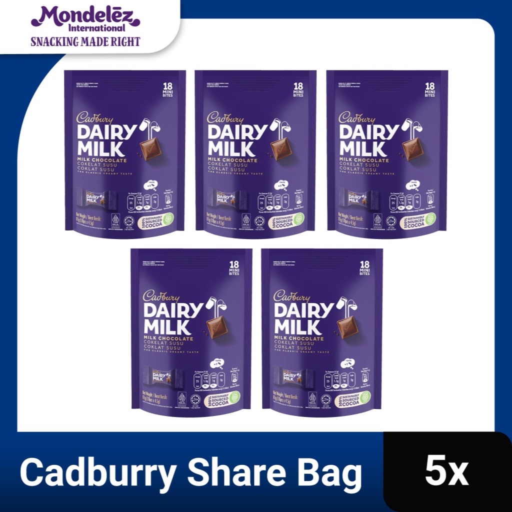 

Cadbury Dairy Milk Cokelat Sharebag Isi 18 x 5