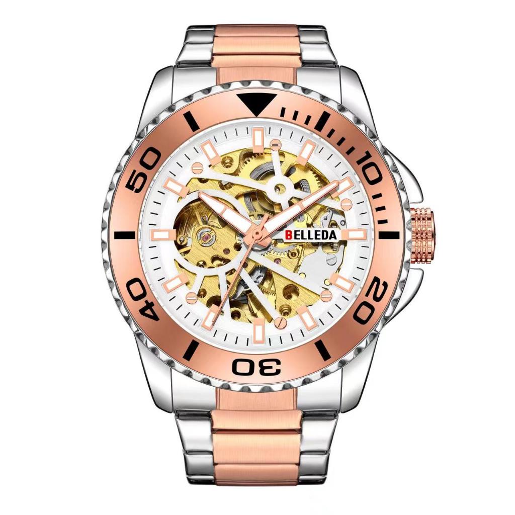 Jam Tangan Pria Belleda 9485 Stainles Steel Automatic Anti Air Fashion Watches Mewah Original