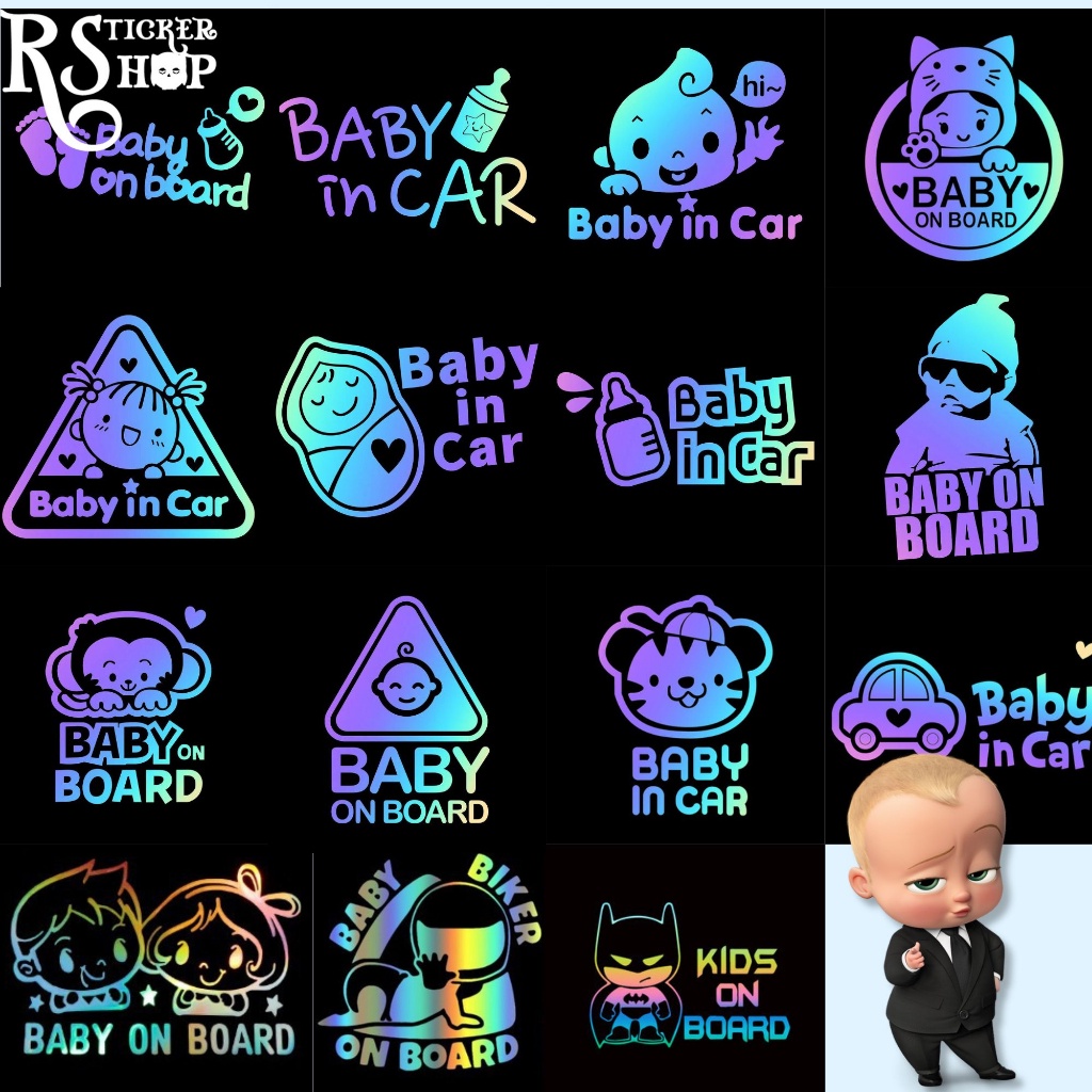 

Ready StockA selection of more than 30 Warning Stickers Carved Hollow Baby on Board Stickers Funny Kids in Car Stick