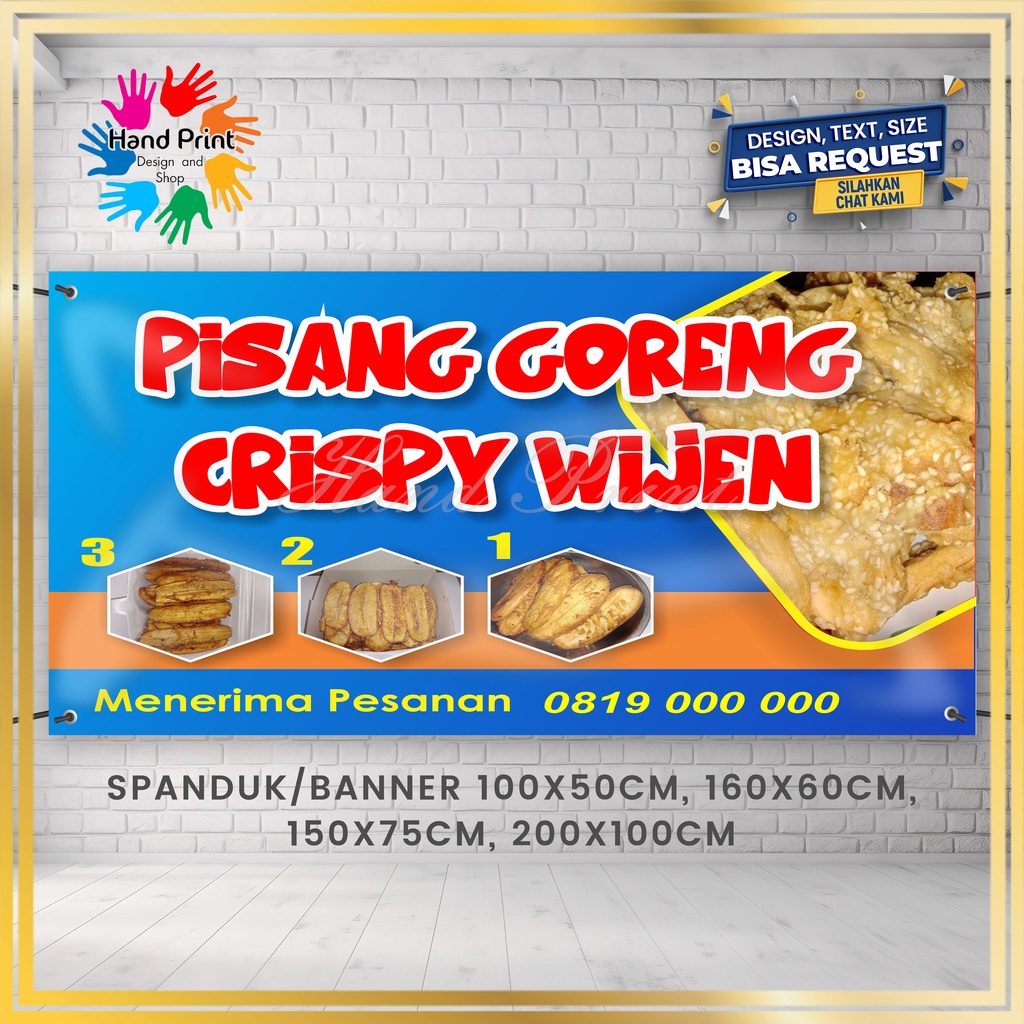 Cetak SPANDUK / BANNER MMT Martabak Manis Roti Bakar Jagung Bakar Fried Chicken Toko Durian Custom G