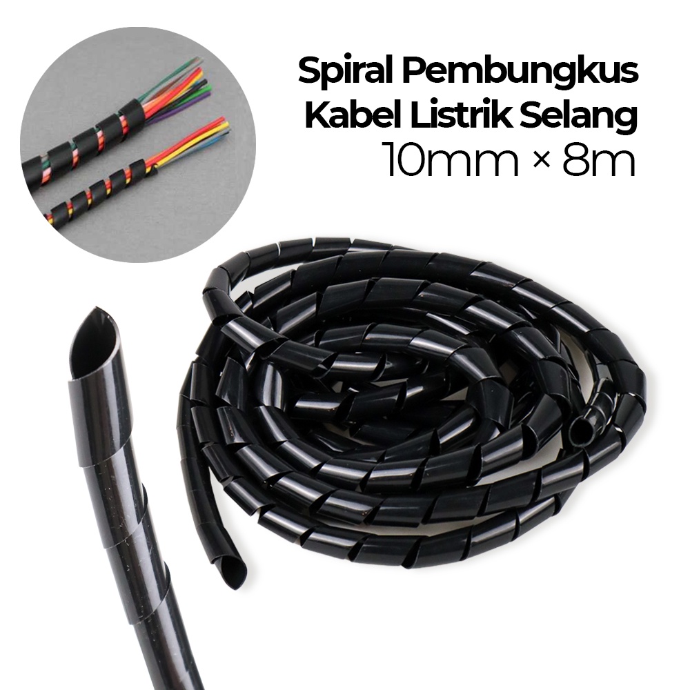 Pembungkus Pelindung Kabel Listrik Spiral Berkualitas Cable Organizer  - Black