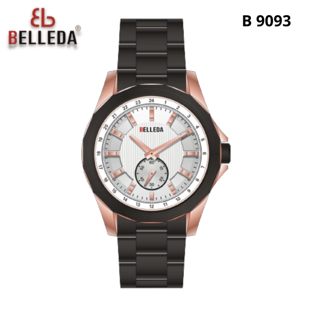 Belleda Jam Tangan Pria SN 9093 Tanggal Aktif Rantai Stainless Fashion Mewah Anti Air Original