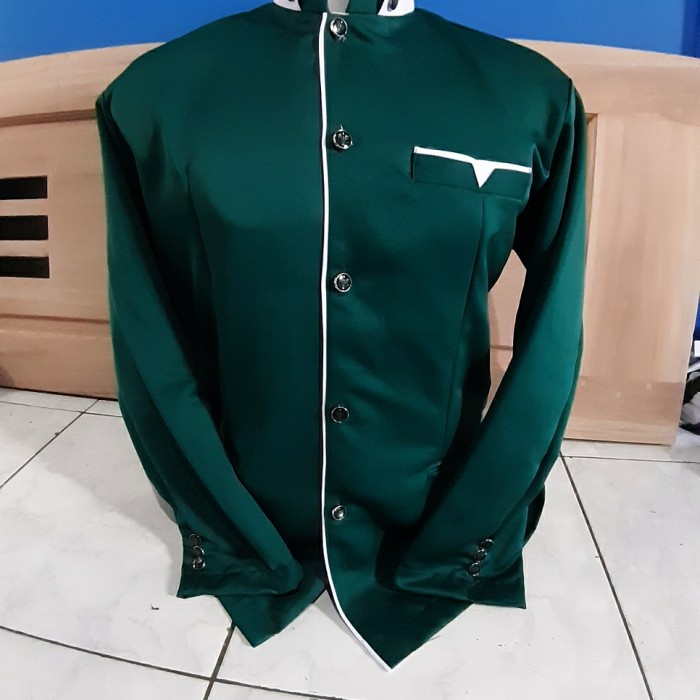 jasko dewasa hijau army/hijau botol lis putih/busana muslim pria - hijau army, S