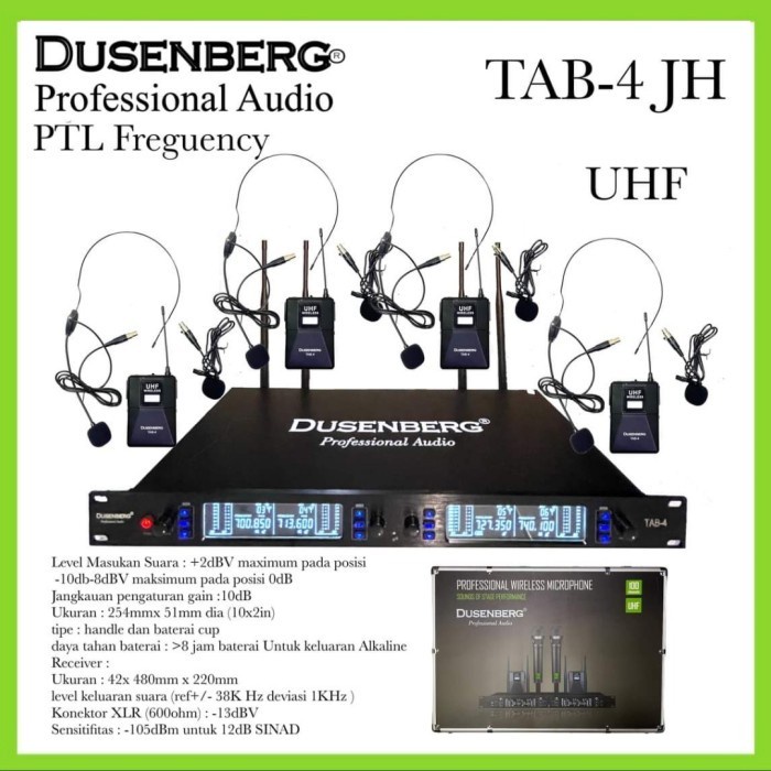 Mic Wireless Bando DUSENBERG TAB 4, 4 Mic jepit Headset  Garansi..