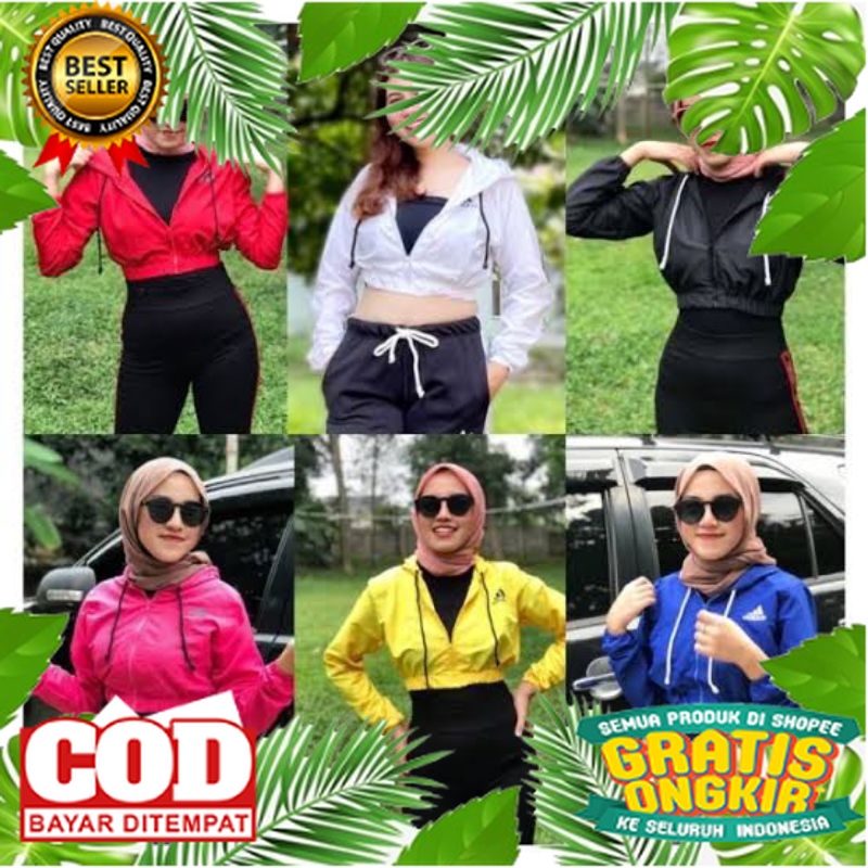 jaket parasut olahraga crop senam zumba aerobik dan joging wanita// JAKET PARASUT /JAKET WATERPROOF 