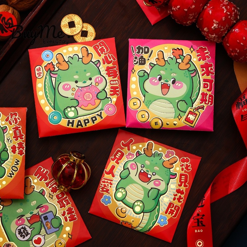

Angpau Tahun Naga Imlek Sincia Angpau Kartun Motif Lucu Hong Bao Isi 6 pcs