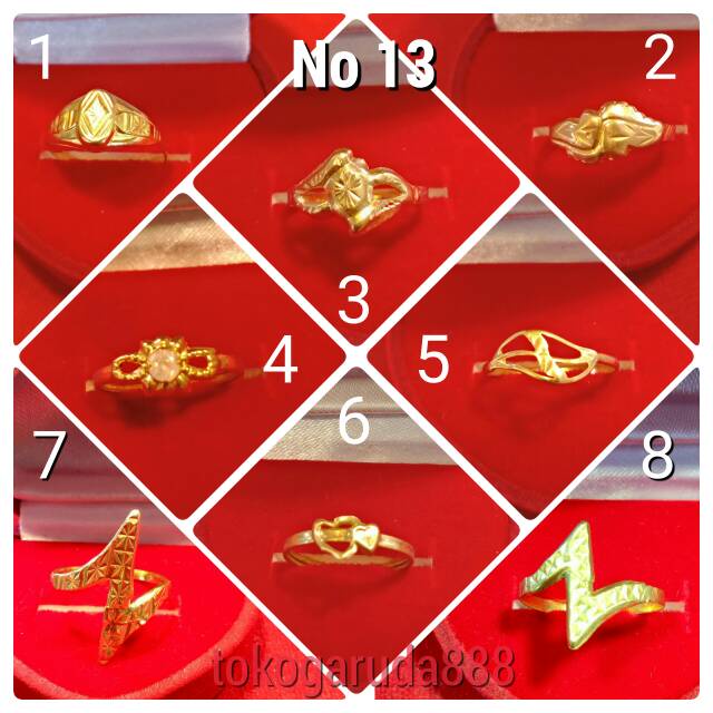Cincin No 13 anak dan dewasa emas asli kadar 700 70% 22 1 satu 0.5 setengah gram gold model z abstra