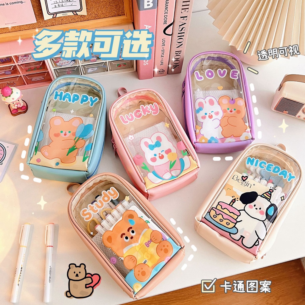 

(YUMI) TEMPAT PENSIL PVC 3 SEKAT AESTHETIC RESLETING/ PENCIL CASE AESTHETIC KARTUN JEPANG (Yumiolshpinter)