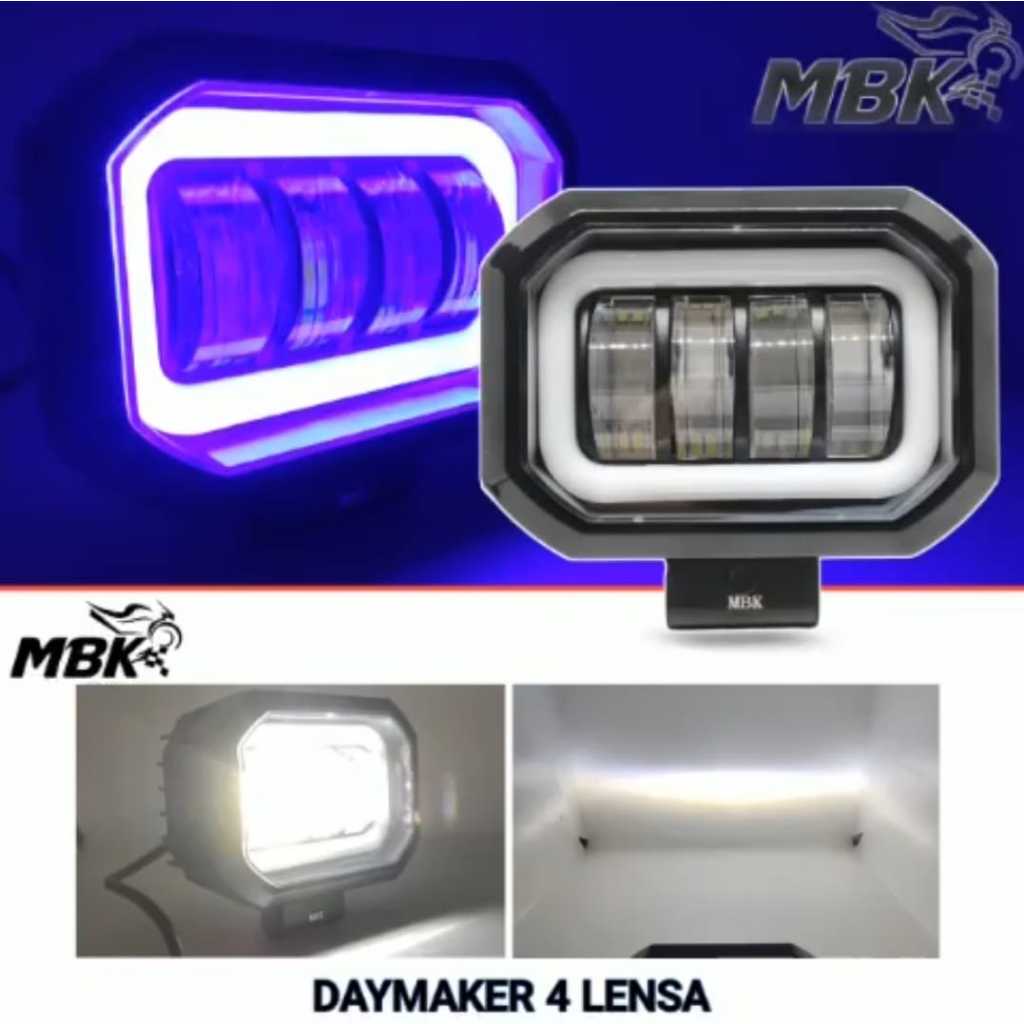 Lampu Tembak Daymaker LED 4 Lensa Mata Super Terang Jangkauan Jauh Anti Kabut Universal Motor Beat K