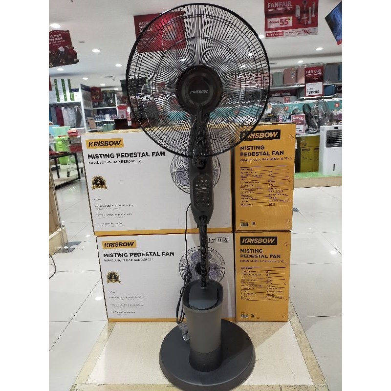 Krisbow 16 Inci Kipas Angin Lantai Uap 75 Watt - Hitam/kipas angin uap/kipas angin embun/penyejuk ru