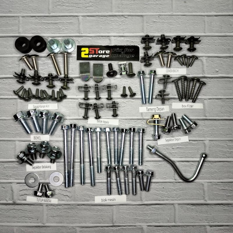 Baut Body Honda Revo 100cc Lengkap Fullbody/Baud Bodi Honda Revo 100 Lama Fullset