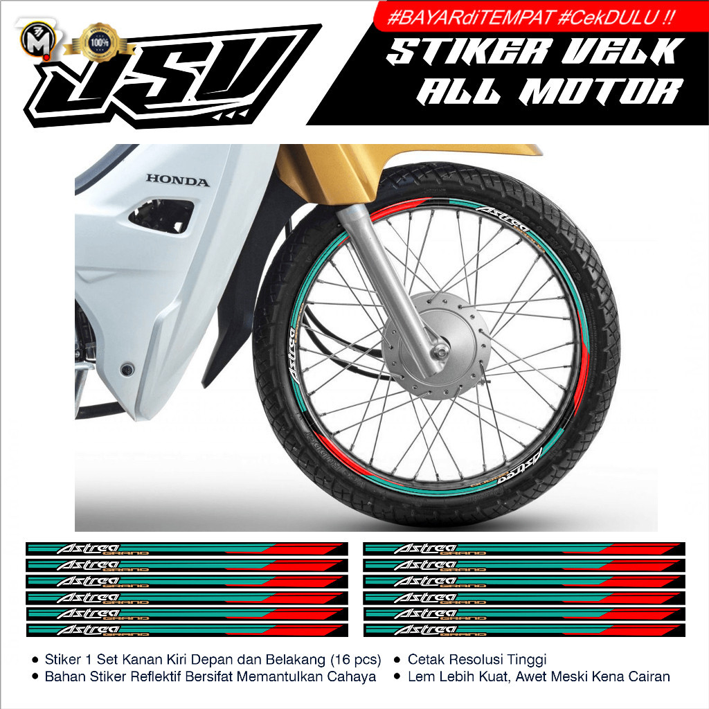 12 Pcs Stiker Velg Motor ASTREA Grand Prima Bulus Legenda Sabit List Pelk Rims Roda Sepeda Motor Bah