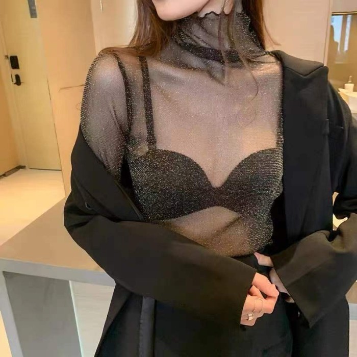 ✨Girya.Syo✨ - SALE Korean Transparent Sheer Outerwear Blouse Top - Glitter