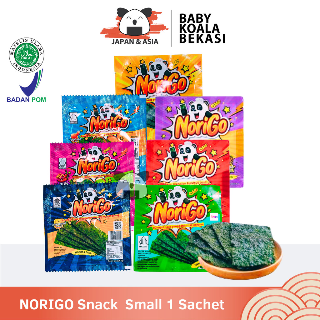 

NORIGO Snack Rumput Laut 3 g (1pcs ) Halal | Nori Sachet Seaweed - BKB