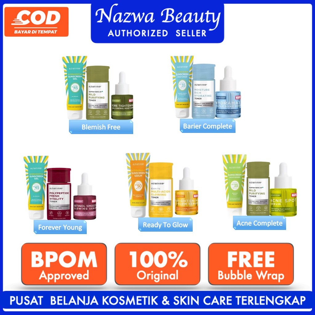 Nazwa Beauty Azarine Basic Skincare Kit (Sunscreen + Toner + Serum) [3PCS] Paket TRIAL KIT KULIT KOM