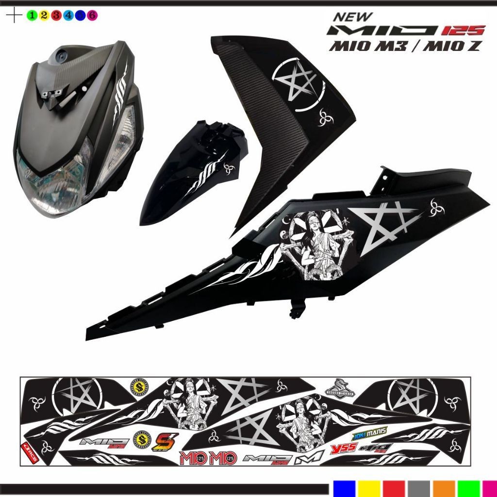 STRIPING MIO M3 HITAM VARIASI MIO Z HITAM MOTIF SIMPLE BINTANG STIKER LIS KEREN