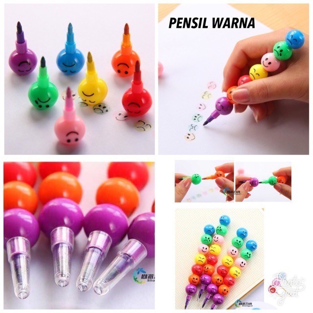 

COD / Instan PKU / PENSIL SUSUN RAINBOW SMILEY 1 SET ISI 7 WARNA / PENSIL WARNA SUSUN MOTIF RAINBOW EMOJI