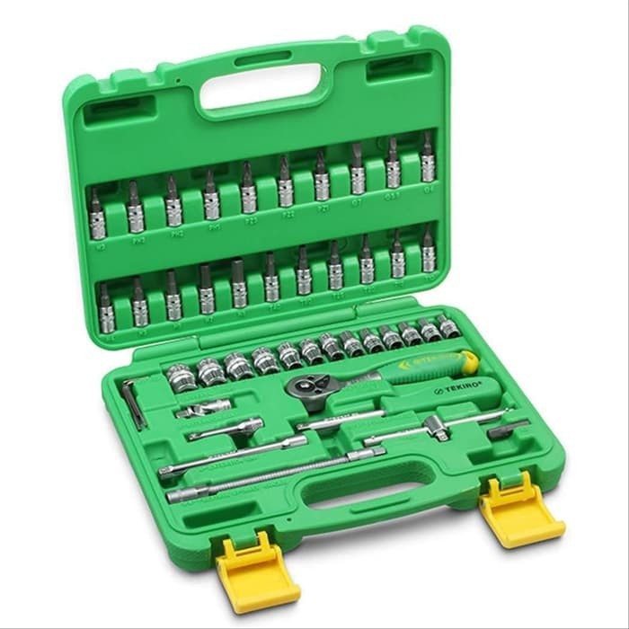 Tekiro socket set / kunci sock set 46 pcs DR.1/4" ( 4 - 14mm ) Box plastik