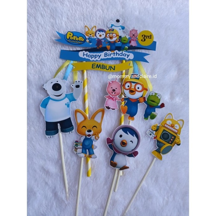 [Akssesoris Pesta] Cake Topper Pororo/ Hiasan Kue Pororo/ Topper Pororo/Kue Pororo