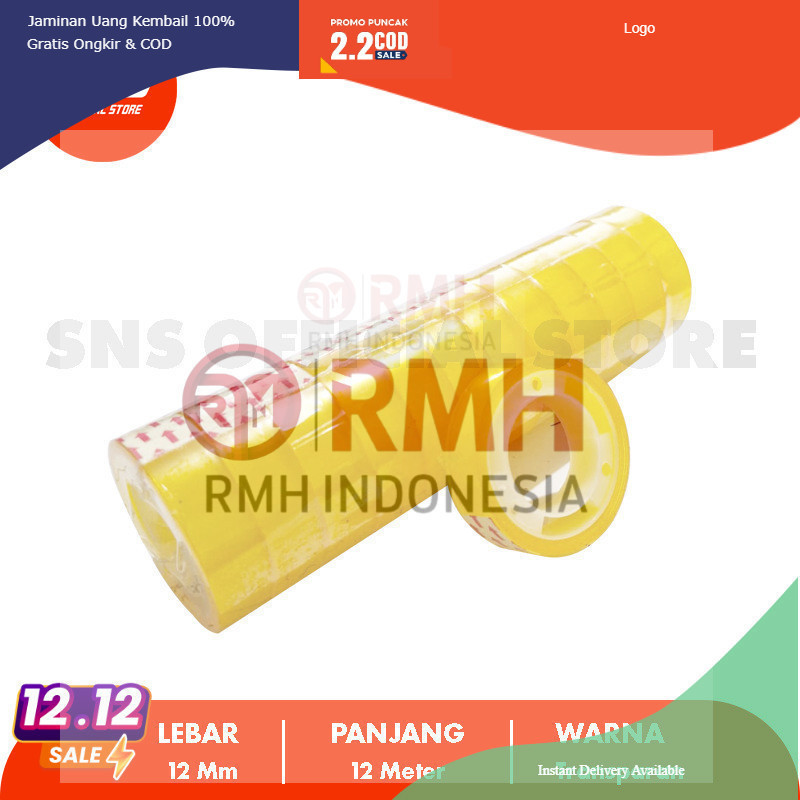 

Stationery Tape 12 Mm x 10 Meter Pita Perekat Selotip isi 12 pcs SNS OFFICIAL STORE