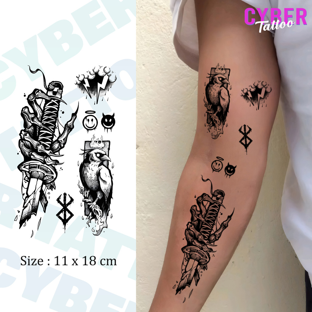 Cyber Tato Fruit Ink Broken blade - Stiker Temporer, Anti Air, dan Tahan Hingga 15 Hari (Ukuran 18x1