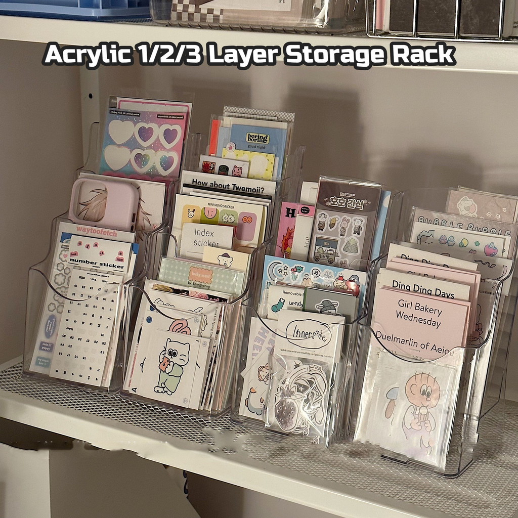 

SKYSONIC Acrylic Layered Rack Storage Box Transparent Organizer Photocards, Stationerry,Make Up Sorting Hanging Holder Supplier
