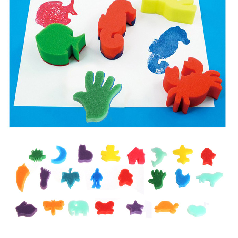 

24 Patterns Sponge Brush DIY Graffiti Sponge Art Supplies Brushes Seal Painting Tools Funny Creative Toy for Funny Drawing