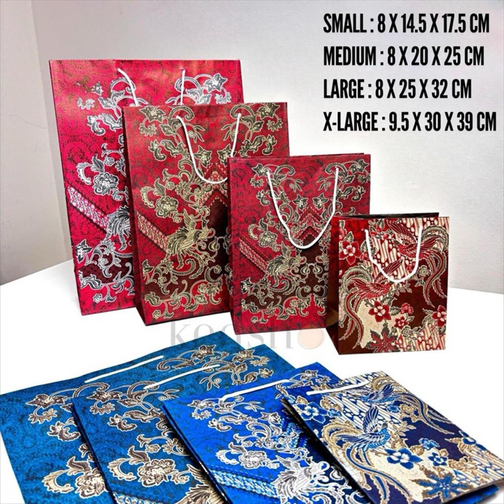 

VIVASHA Ecer/Grosir Paper Bag Batik Merah Biru Souvenir S M L XL